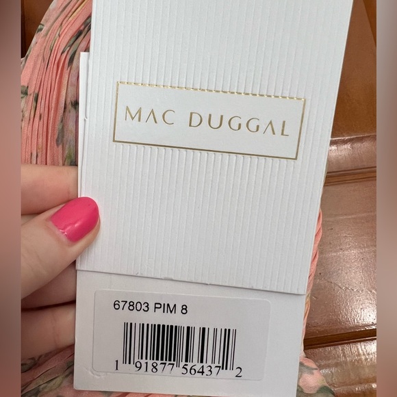 NWT Mac Duggal Spring Preview Tiered Ruffle Floral Cut-Out Chiffon | Pink/Mult - Picture 7 of 9